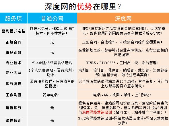深度網(wǎng)營銷網(wǎng)站建設(shè)與同行業(yè)的優(yōu)勢對(duì)比圖